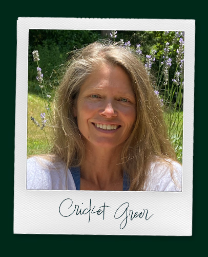 polaroid picture of Cricket Greer, An Ayurvedic Institute Alumna