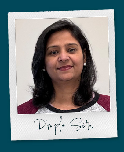 polaroid picture of Dimple Seth, An Ayurvedic Institute Alumna